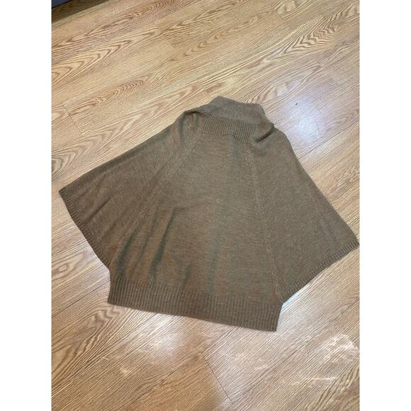 Classiques Entier Brown Alpaca Blend Button Front Poncho Cardigan Sweater Large - Picture 3 of 4